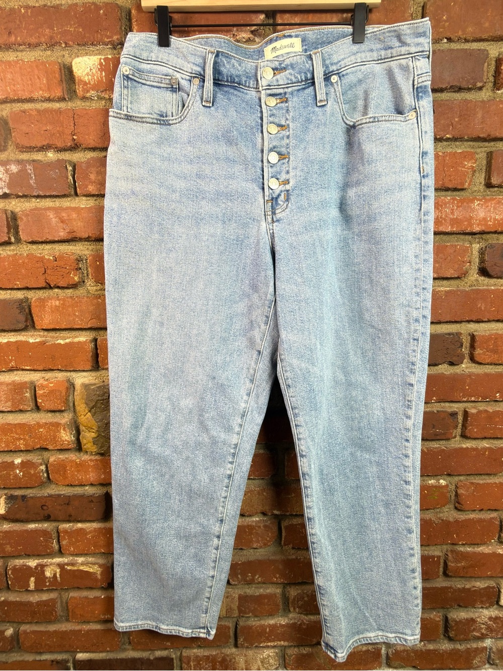 Madewell The Perfect Vintage Straight Jean Light Wash High Rise Button Fly 32